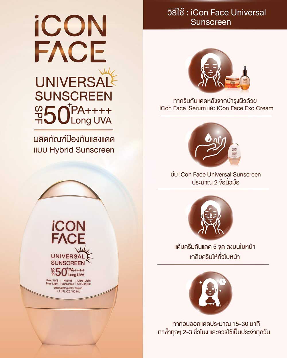 iCon Face Universal Sunscreen SPF 50+ PA++++ Sunscreen Icon Face