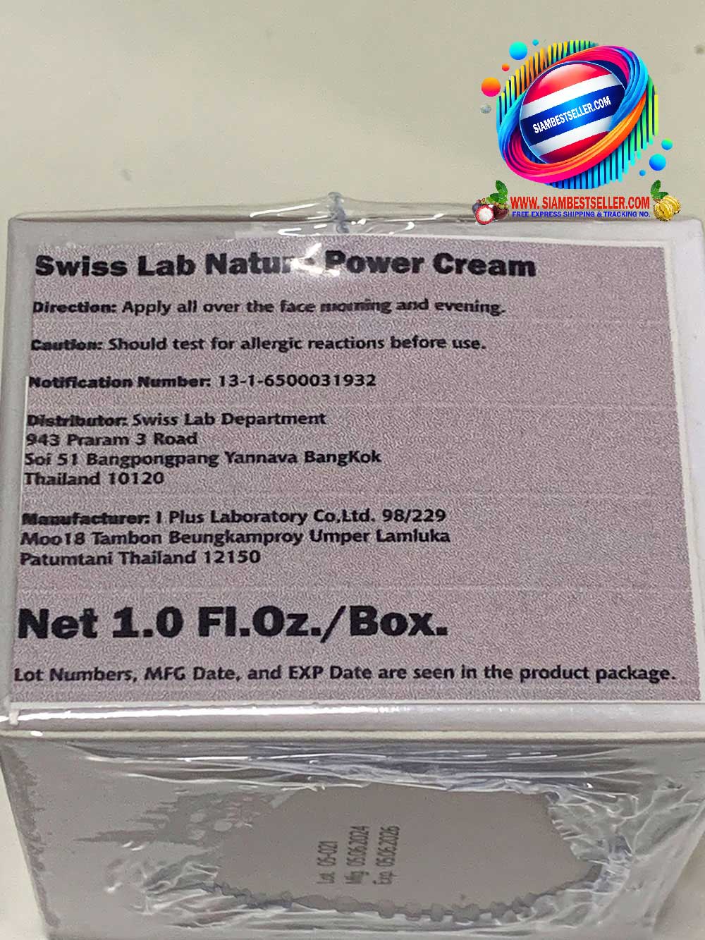 Shipped Package:  The package shipped to Alameda California For Swiss Lab Power Nature Cream Set www.siambestseller.com Image 9