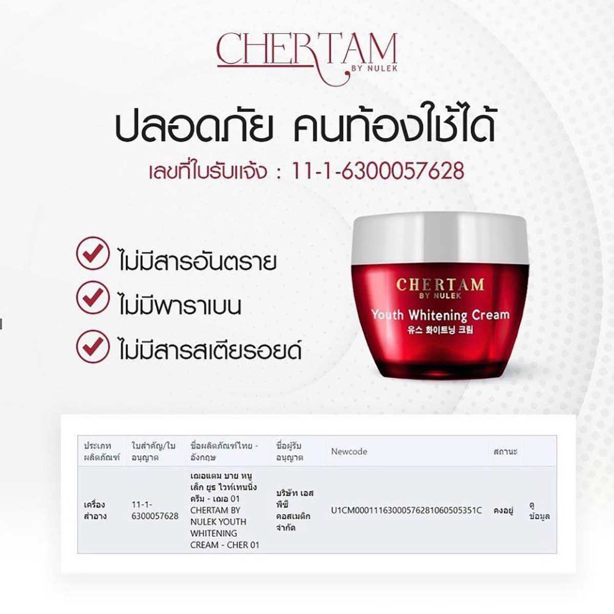 Chertam By Nulek Youth Whitening Cream 30g/Box Korea Brightening Radiant Glow Skin